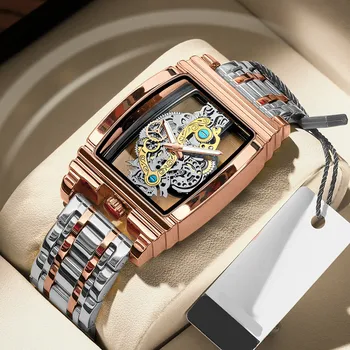 2023 Луксозни Мъжки Часовник Мъжки Кварцови и Механични часовници С виртуален скелет Спортни Мъжки Водоустойчив Светещи ръчен часовник от неръждаема Стомана Reloj