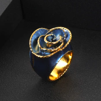 Janekelly Луксозни Смели пръстени с голямо Цвете за жени, Сватбени аксесоари от кубичен Цирконий в Дубай, пръстен на пръста си, Плажни украса
