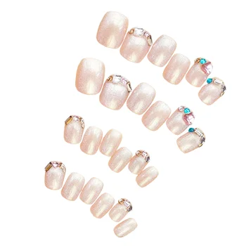 Външен ноктите с пайети от натрошен кристал, стилен външен ноктите от катран в тон, за жени и момичета в страната TUE88