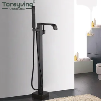 Torayvino Набор от Смесители за душ в банята, Подова Поставка От плътен Месинг, Комплекти свободно стоящи Смесители за душ с пълнител за баня