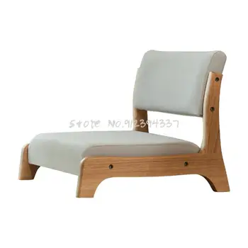 Стол с еркер, кратък домашен стол за възрастни от масивна дървесина, на пода, в японски стил, мека облегалка, одинарное малка седалка татами