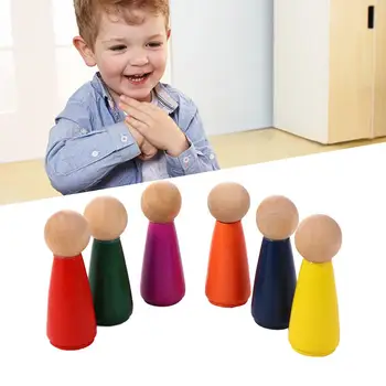 Играчки Монтесори, цветни блокове, забавни играчки, Събрани кукли-къщички, с преливащи се цветове цвят пъзели, Играчки строителни блокове