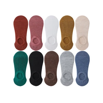5 Чифта В опаковка, обикновен женски Тънки Летни чорапи дишащи-невидимки от мек памук, Нескользящие Силиконови Чехли без чорапи