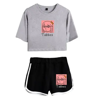 Tabbes/ комплекти с обнажением корема, къса тениска с принтом меломани, комплекти за фитнес интернет-знаменитост, градинска облекло, панталони, женски костюм, хавайска тениска